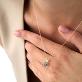 14K Cushion Cut London Blue Topaz with Diamond Bail Ferkos Fine Jewelry