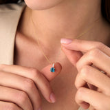 14K Cushion Cut London Blue Topaz with Diamond Bail Ferkos Fine Jewelry