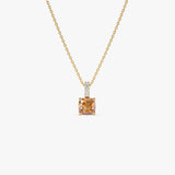 14K Cushion Cut Citrine with Diamond Bail 14k Gold Ferkos Fine Jewelry