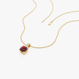 14K Cushion Cut Garnet with Diamond Bail Ferkos Fine Jewelry