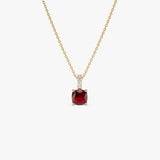 14K Cushion Cut Garnet with Diamond Bail 14k Gold Ferkos Fine Jewelry