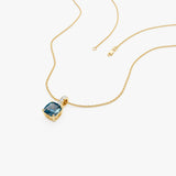 14K Cushion Cut London Blue Topaz with Diamond Bail Ferkos Fine Jewelry