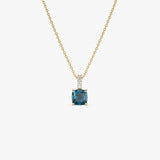14K Cushion Cut London Blue Topaz with Diamond Bail 14k Gold Ferkos Fine Jewelry