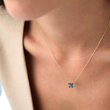 14K Four Leaf London Blue Topaz Clover Necklace Ferkos Fine Jewelry