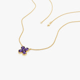 14K Four Leaf Amethyst Clover Necklace Ferkos Fine Jewelry