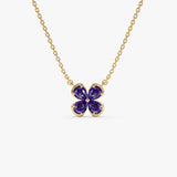 14K Four Leaf Amethyst Clover Necklace 14k Gold Ferkos Fine Jewelry
