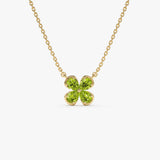 14K Four Leaf Peridot Clover Necklace 14k Gold Ferkos Fine Jewelry