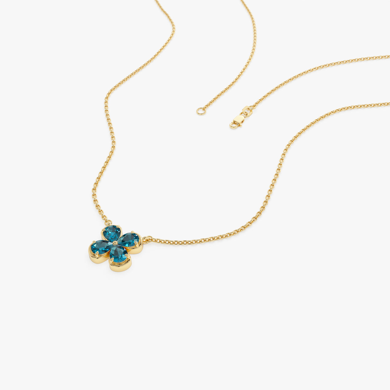 14K Four Leaf London Blue Topaz Clover Necklace – Ferkos Fine Jewelry
