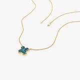 14K Four Leaf London Blue Topaz Clover Necklace Ferkos Fine Jewelry