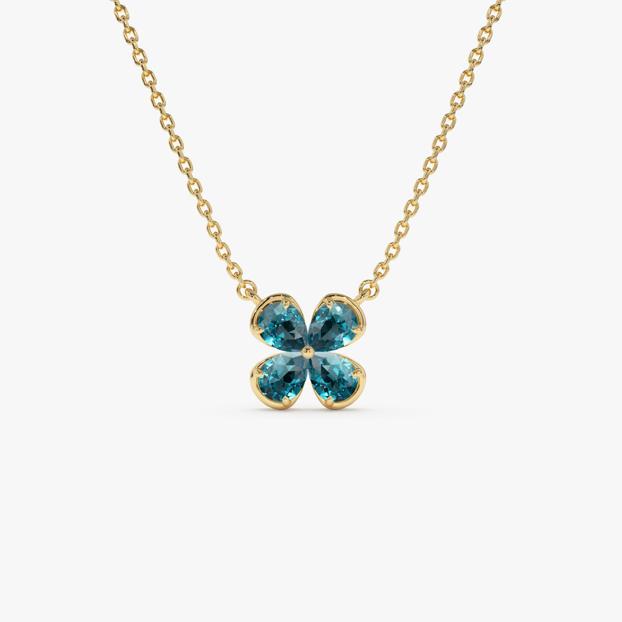 14K Four Leaf London Blue Topaz Clover Necklace – Ferkos Fine Jewelry