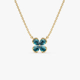 14K Four Leaf London Blue Topaz Clover Necklace 14k Gold Ferkos Fine Jewelry