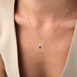 14K Emerald Cut Amethyst Vertical Bezel Setting Pendant Ferkos Fine Jewelry