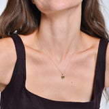 14K Emerald Cut Peridot Vertical Bezel Setting Pendant Ferkos Fine Jewelry