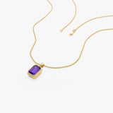 14K Emerald Cut Amethyst Vertical Bezel Setting Pendant Ferkos Fine Jewelry