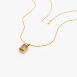 14K Emerald Cut Citrine Vertical Bezel Setting Pendant Ferkos Fine Jewelry