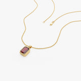 14K Emerald Cut Garnet Vertical Bezel Setting Pendant Ferkos Fine Jewelry
