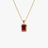 14K Emerald Cut Garnet Vertical Bezel Setting Pendant 14k Gold Ferkos Fine Jewelry