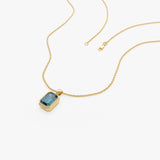 14K Emerald Cut London Blue Topaz Vertical Bezel Setting Pendant Ferkos Fine Jewelry