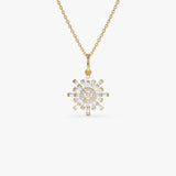 14k Baguette Diamond Sunburst Necklace 14k Gold Ferkos Fine Jewelry