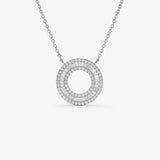 14k Baguette Diamond Circle Pendant Necklace 14k White Gold Ferkos Fine Jewelry