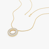 14k Baguette Diamond Circle Pendant Necklace Ferkos Fine Jewelry
