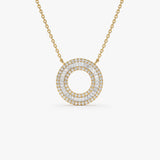 14k Baguette Diamond Circle Pendant Necklace 14k Gold Ferkos Fine Jewelry