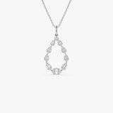 14k Elegant Diamond Pear Shape Necklace 14k White Gold Ferkos Fine Jewelry