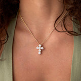 3.00 ctw 14k Prong Setting Round Brilliant Shape Lab Grown Diamond Cross - Isra Ferkos Fine Jewelry
