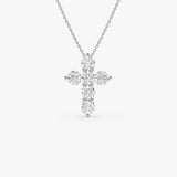 3.00 ctw 14k Prong Setting Round Brilliant Shape Lab Grown Diamond Cross - Isra 14k White Gold Ferkos Fine Jewelry