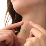 14k Gold Emerald and Diamond Floral Pendant Ferkos Fine Jewelry