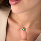 14k Gold Emerald and Diamond Floral Pendant Ferkos Fine Jewelry
