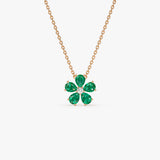 14k Gold Emerald and Diamond Floral Pendant Ferkos Fine Jewelry