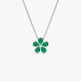 14k Gold Emerald and Diamond Floral Pendant Ferkos Fine Jewelry