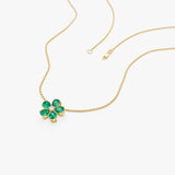 14k Gold Emerald and Diamond Floral Pendant Ferkos Fine Jewelry