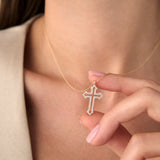 14k Gold Pavé Diamond Cross Pendant Necklace Ferkos Fine Jewelry