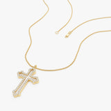 14k Gold Pavé Diamond Cross Pendant Necklace Ferkos Fine Jewelry