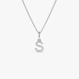 14K Gold Diamond Initial Pendant on a Bail 14K White Gold Ferkos Fine Jewelry