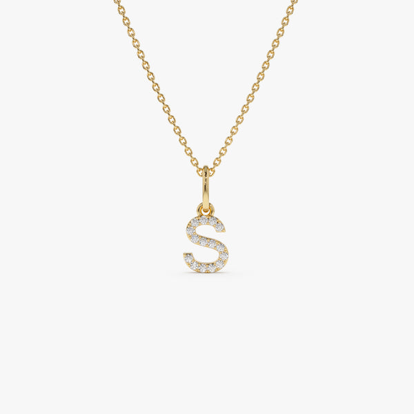14K Gold Diamond Initial Pendant on a Bail