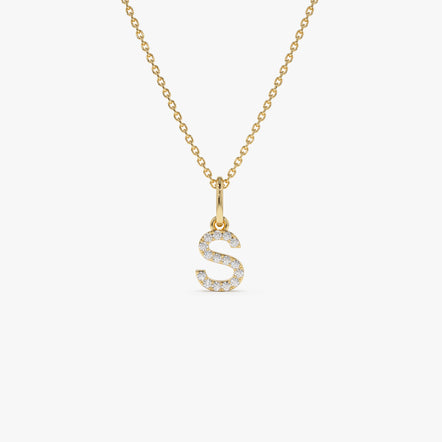 14K Gold Diamond Initial Pendant on a Bail 14K Gold Ferkos Fine Jewelry