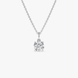 1.00 Ctw 14k Round Solitaire Lab Grown Diamond Classic Charm Necklace - Fania 14k White Gold Ferkos Fine Jewelry
