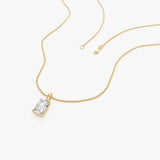 1.00 Ctw 14k Emerald Cut Lab Grown Diamond Classic Charm Necklace - Rina Ferkos Fine Jewelry