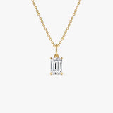 1.00 Ctw 14k Emerald Cut Lab Grown Diamond Classic Charm Necklace - Rina 14k Gold Ferkos Fine Jewelry