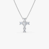 1.25 Ctw 14k Emerald Cut Lab Grown Diamond Cross Necklace - Addison 14k White Gold Ferkos Fine Jewelry