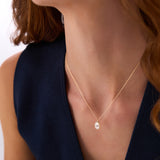 1.00 Ctw 14k Bezel Setting Oval Shaped Lab Grown Diamond Charm Necklace - Vivia Ferkos Fine Jewelry