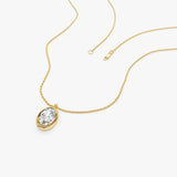 1.00 Ctw 14k Bezel Setting Oval Shaped Lab Grown Diamond Charm Necklace - Vivia Ferkos Fine Jewelry