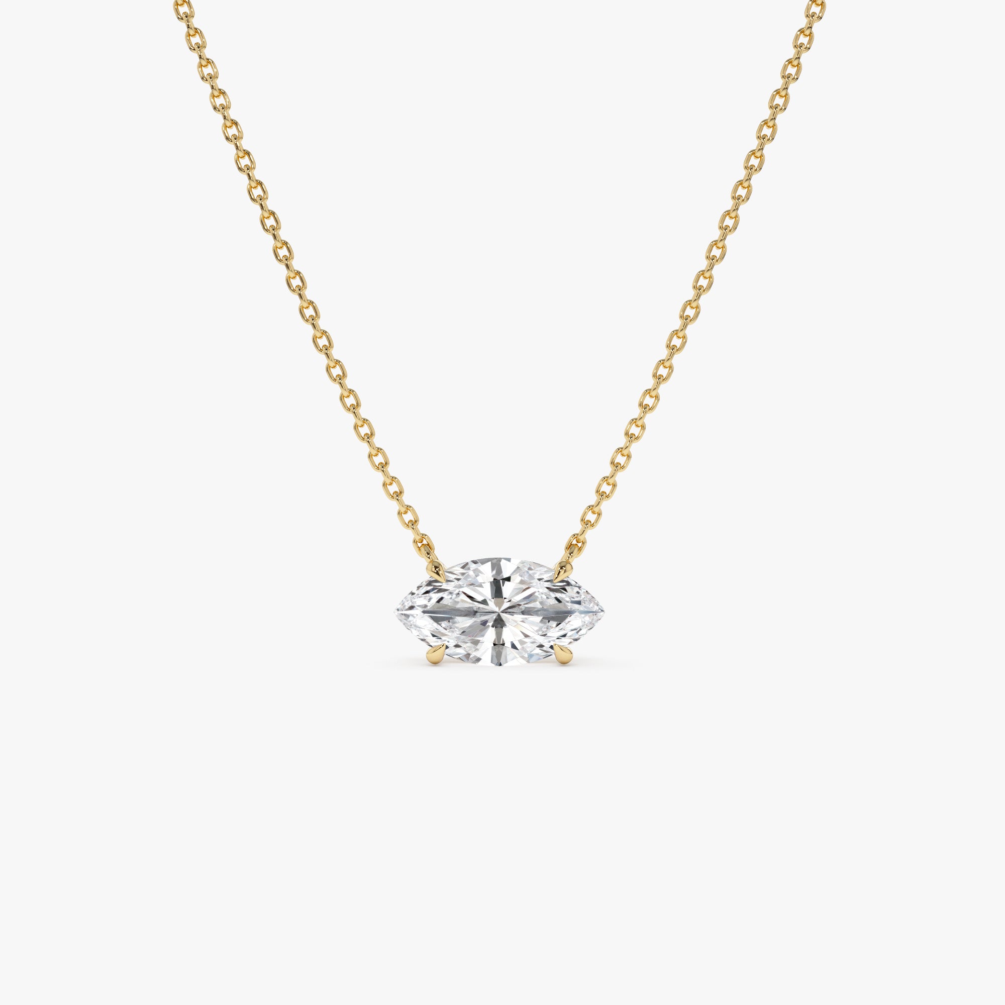 1.00 Ctw 14k Prong Setting Marquise Shape Lab Grown Diamond Solitaire Necklace - Lilia 14K Gold Ferkos Fine Jewelry