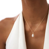 1.25ctw 14k Pear Shaped Halo Setting Lab Grown Diamond Necklace - Liana Ferkos Fine Jewelry