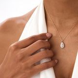 1.25ctw 14k Pear Shaped Halo Setting Lab Grown Diamond Necklace - Liana Ferkos Fine Jewelry