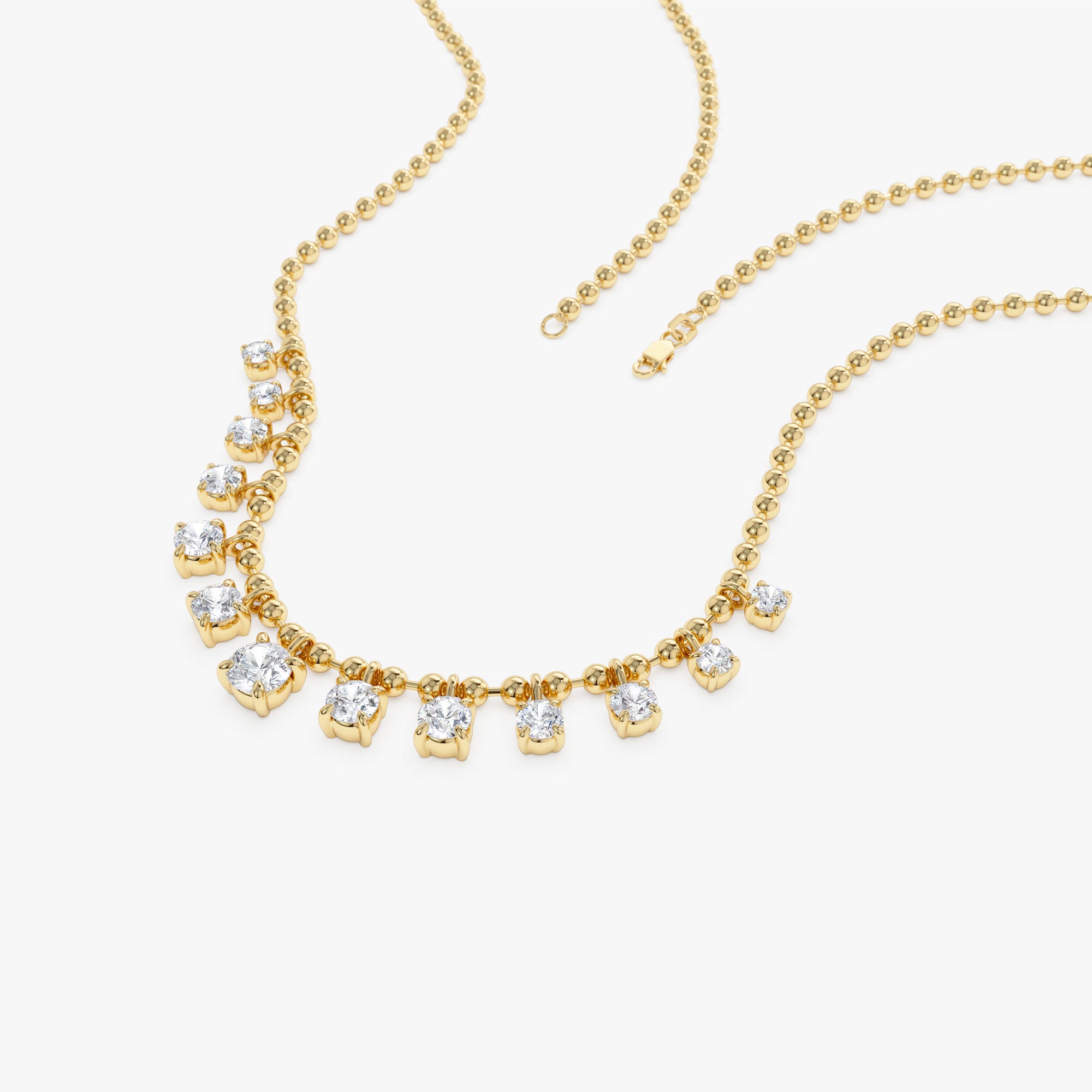 1.75 Ctw 14k Gold Prong Setting Lab Diamond Beaded Necklace - Isa Ferkos Fine Jewelry