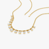 1.75 Ctw 14k Gold Prong Setting Lab Diamond Beaded Necklace - Isa Ferkos Fine Jewelry